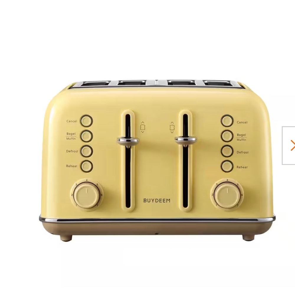 New Vintage looking Toaster - Extra wide 4 Slice,Mellow Yellow, Buydeem NIB
